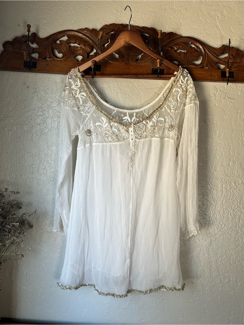 Free People Ethereal Embroidered Gauze Tunic